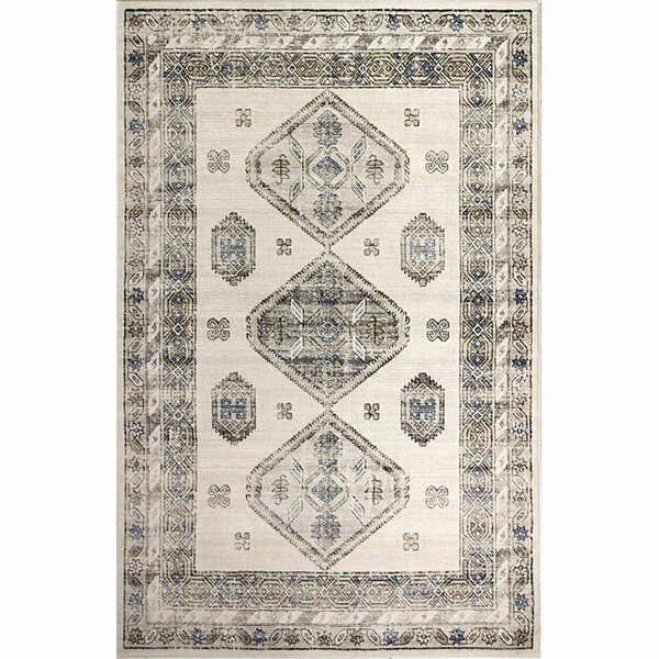Bashian 7 ft. 6 in. x 9 ft. 6 in. Sierra Collection Transitional Polpropylene Power Loom Area Rug, Ivory S231-IV-76X96-SE1003